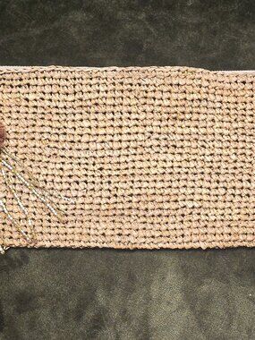 Flora Bella Raffia Crochet Clutch Natural Tan Tassel Boho Coastal Bag